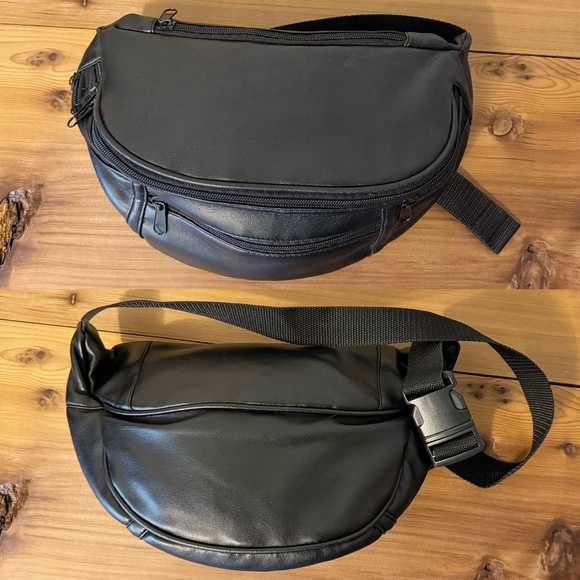 Vintage Handbags - Vintage 90s Leather Fanny Pack Black Unisex OS
